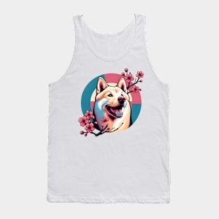 Kai Ken Dog Revels in Spring Cherry Blossom Bliss Tank Top